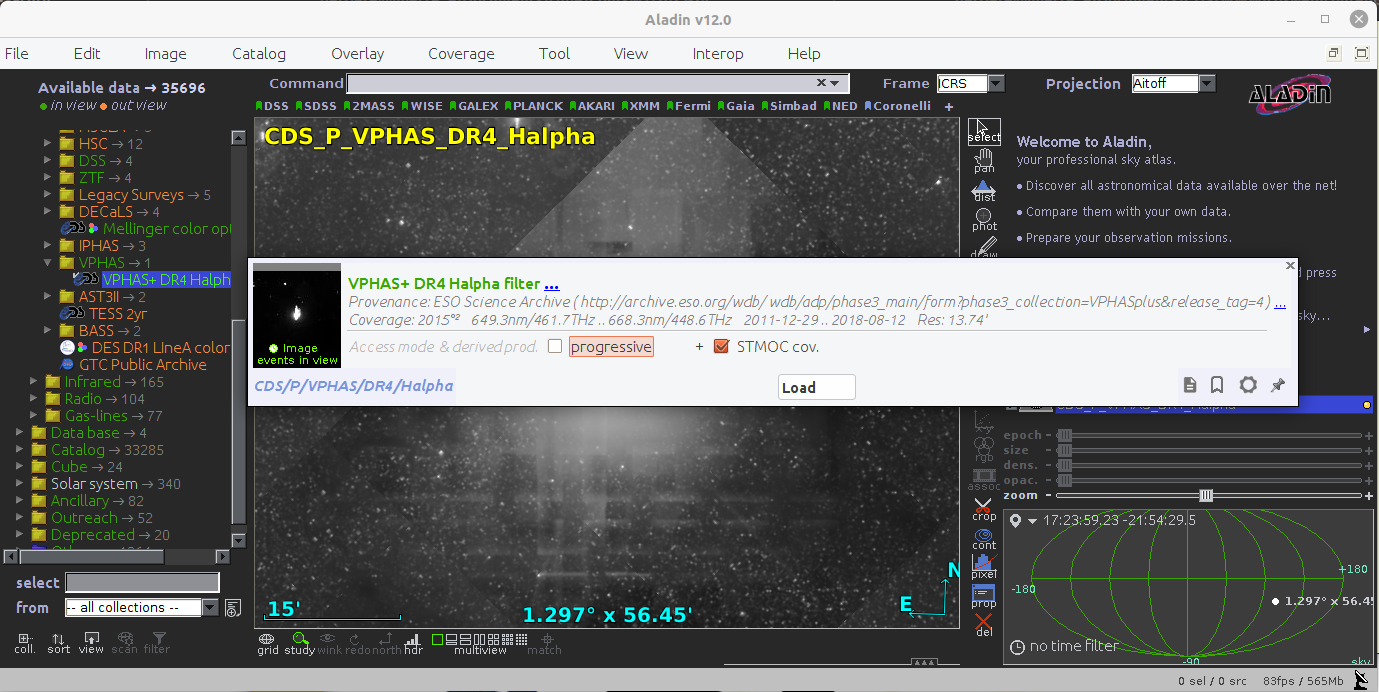 Load the VPHAS+ DR4 Halpha filter STMOC