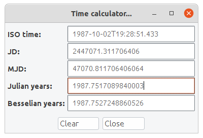 The Aladin time calculator window can be opened from the menu Tool -&gt; Time calculator...