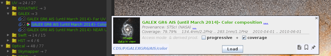 Load the GALEX GR6 AIS color MOC coverage